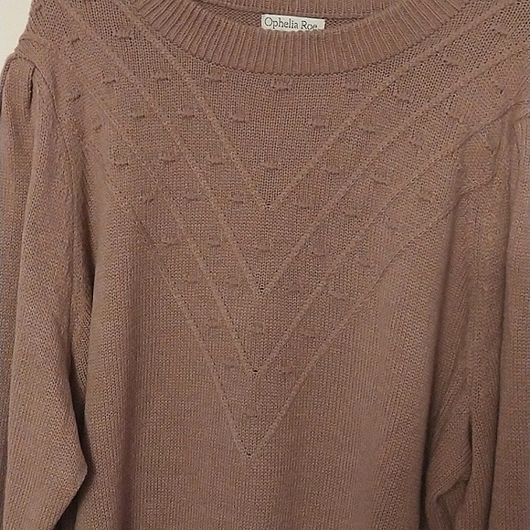 NWT Dusty Rose Balloon Sleeve Stitch Sweater Cozy Ophelia Roe 3X - Picture 2 of 8
